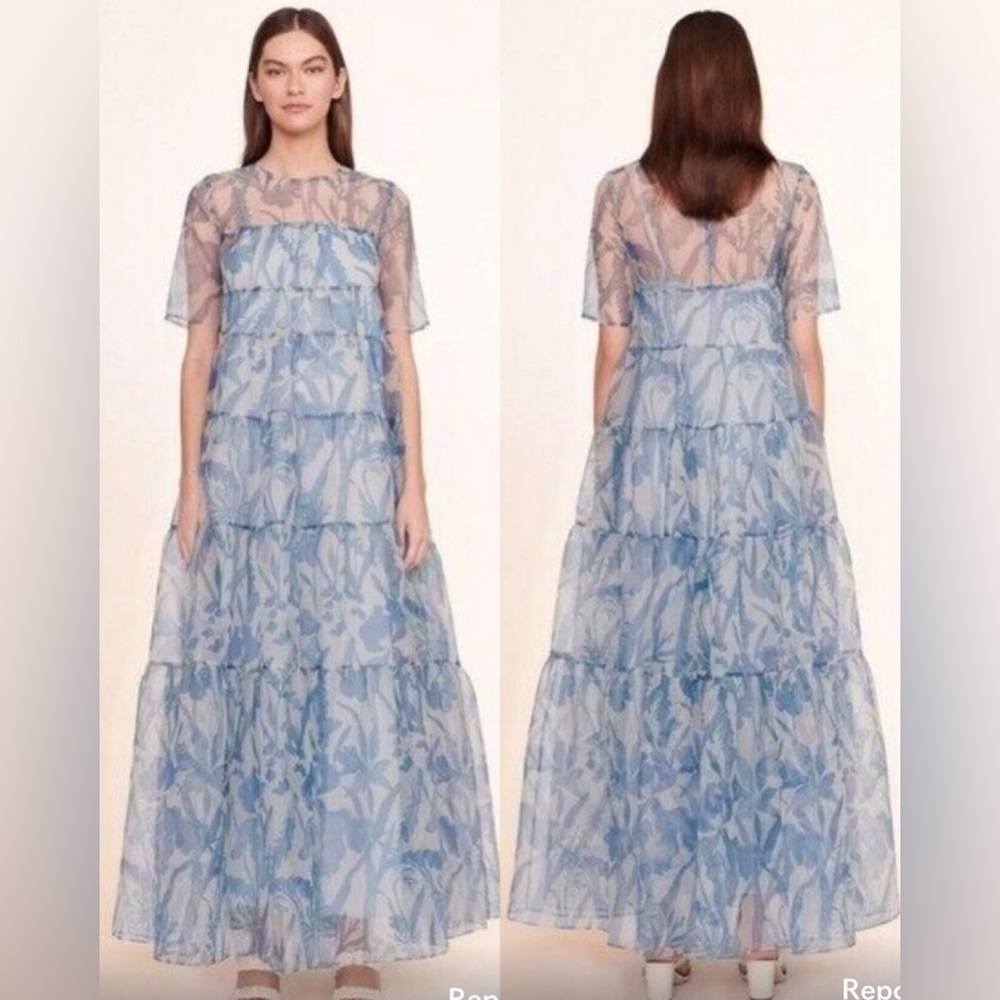 STAUD | NWT! Hyacinth Organza Dress In Sky Wildflowers Size: Small